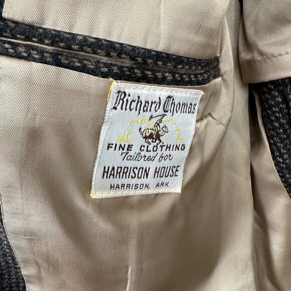 Vintage Wool Tweed Sport Coat Richard Thomas Size 40R Brown Two Button Closure - Picture 7 of 13